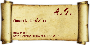 Ament Irén névjegykártya